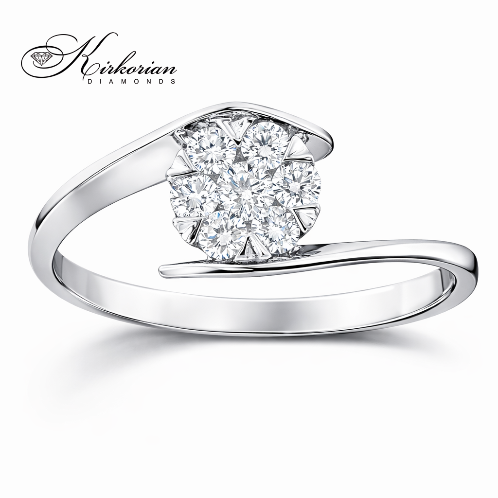 Годежен пръстен от бяло злато 18К с диаманти 0.22 ct KD сертификат код RN145B Изгодна цена