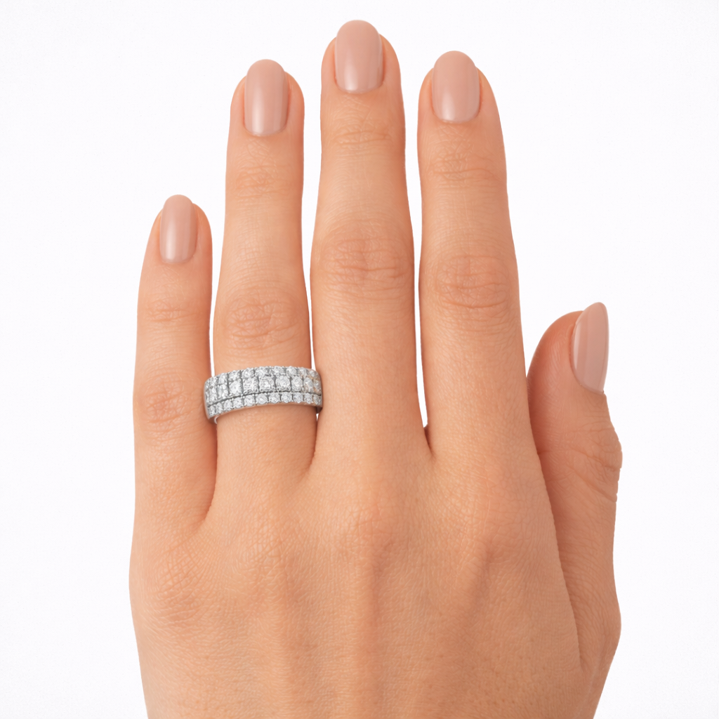 Диамантена халка от бяло злато 18K с 0.75 ct естествени диаманти RN147B – пръстен на ръка