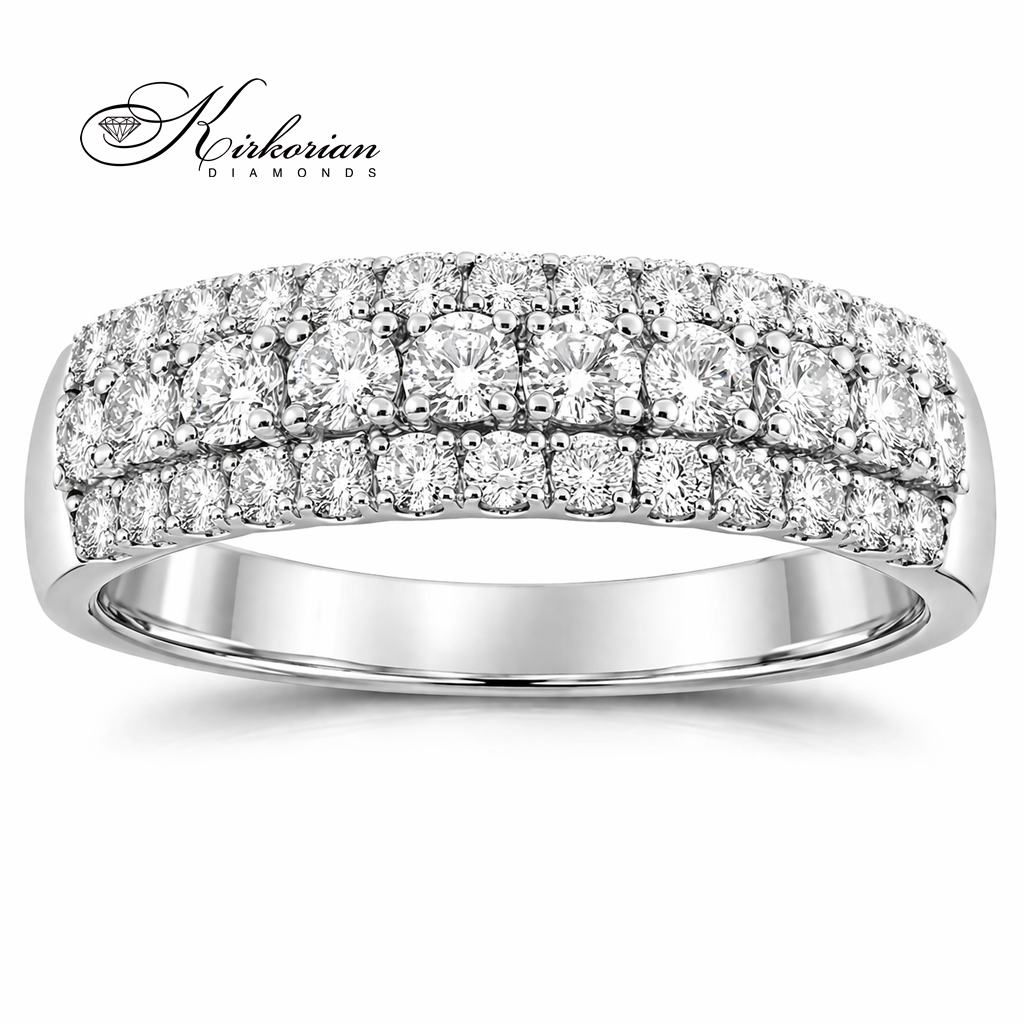 Луксозна халка с диаманти от бяло злато 18K 0.75 ct RN147B – широк пръстен с брилянтни диаманти