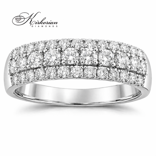 Луксозна халка с диаманти от бяло злато 18K 0.75 ct RN147B – широк пръстен с брилянтни диаманти