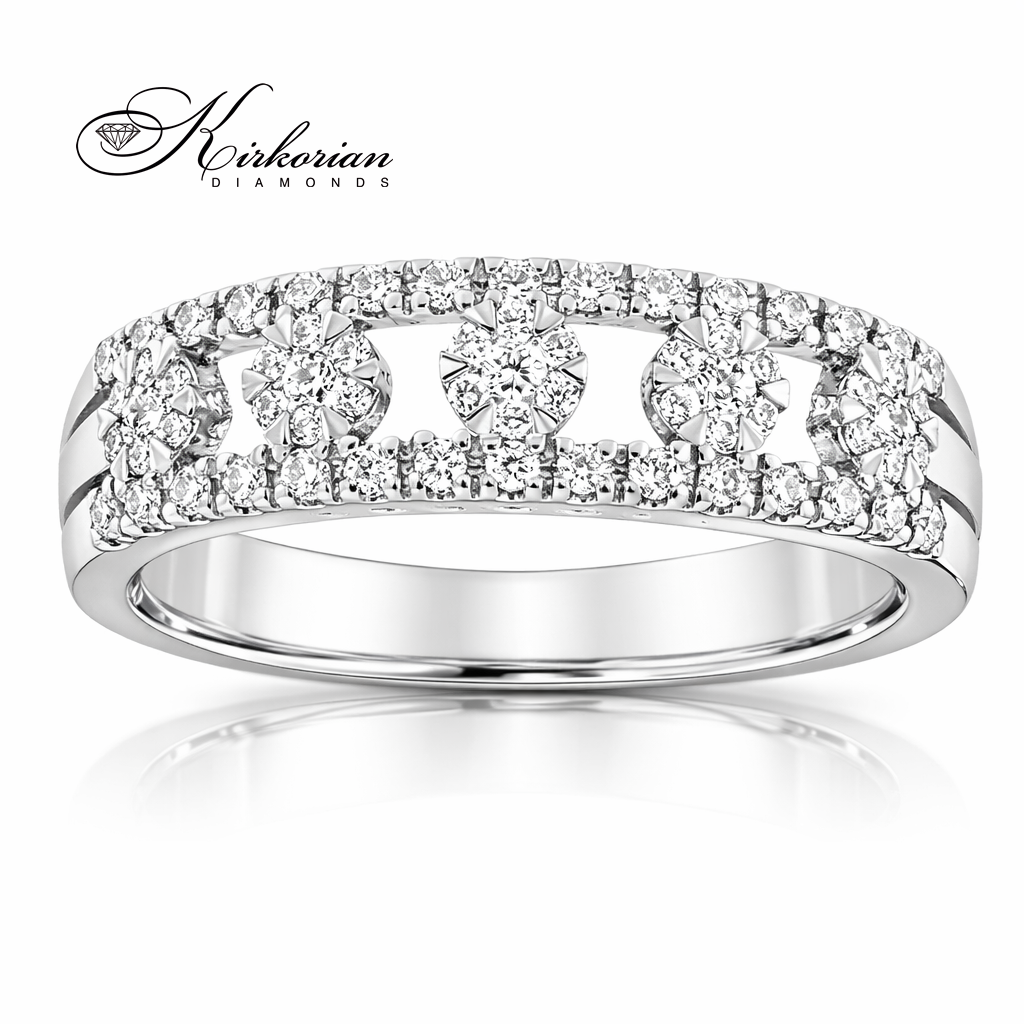 пръстен халка с диаманти 0.28 ct бяло злато 14K модел RN148 Kirkorian Diamonds студийна снимка