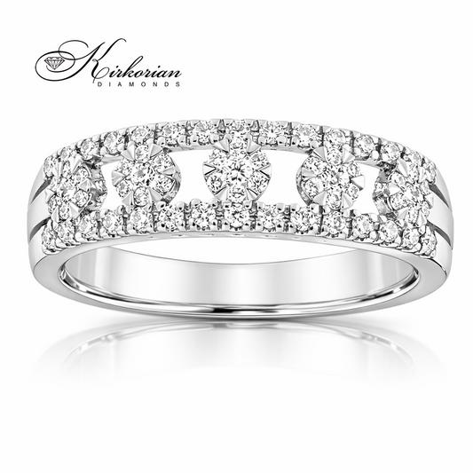 пръстен халка с диаманти 0.28 ct бяло злато 14K модел RN148 Kirkorian Diamonds студийна снимка