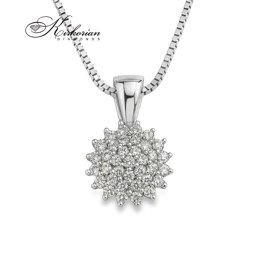 Луксозно колие от бяло злато 18к с диаманти 0.32ct – модел RN168 | Kirkorian Diamonds