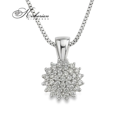Луксозно колие от бяло злато 18к с диаманти 0.32ct – модел RN168 | Kirkorian Diamonds