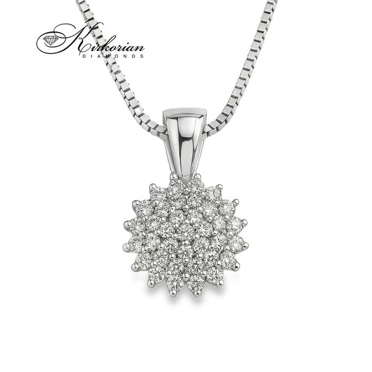 Луксозно колие от бяло злато 18к с диаманти 0.32ct – модел RN168 | Kirkorian Diamonds