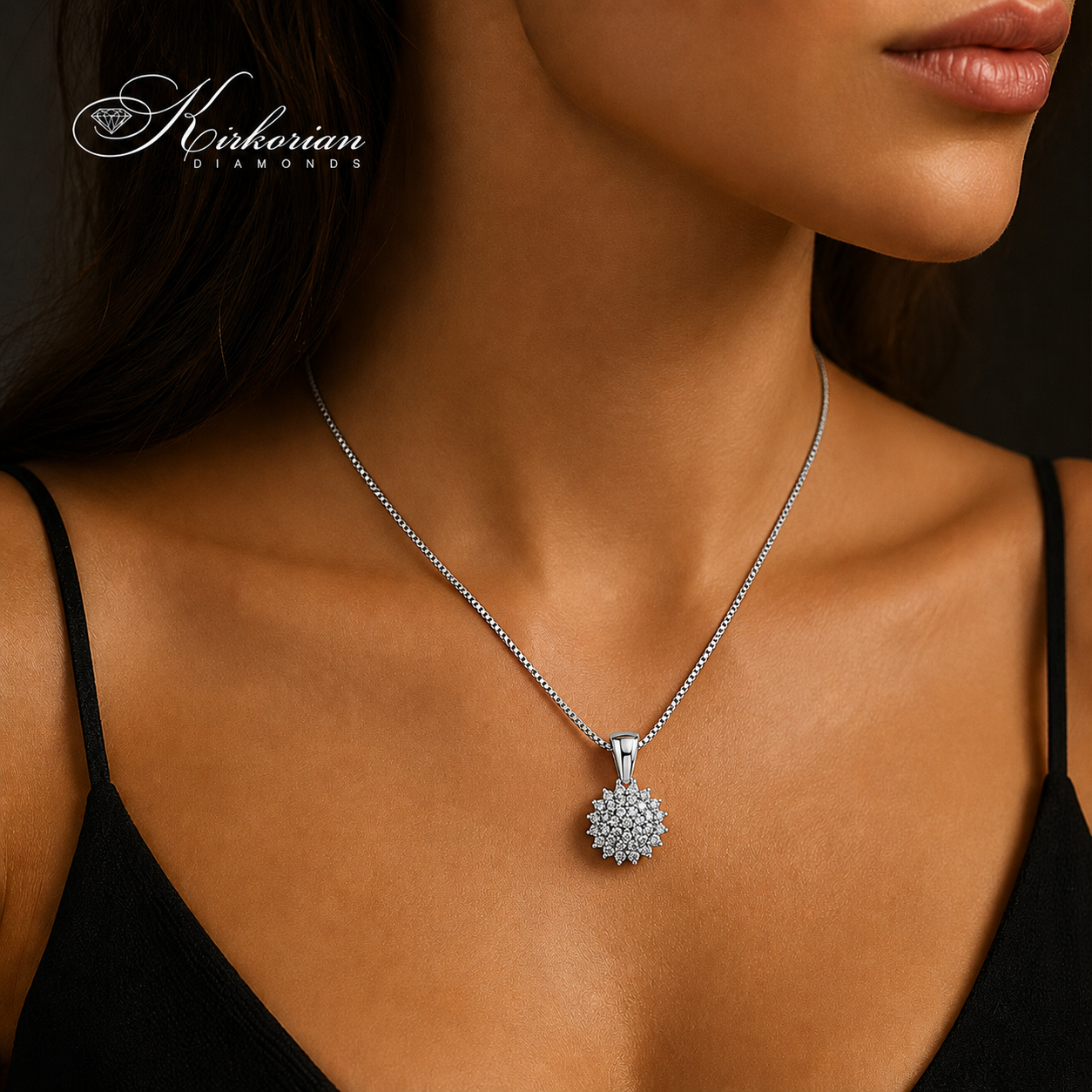Луксозно колие от бяло злато 18К с естествени диаманти 0.32 ct | RN168 | Kirkorian Diamonds