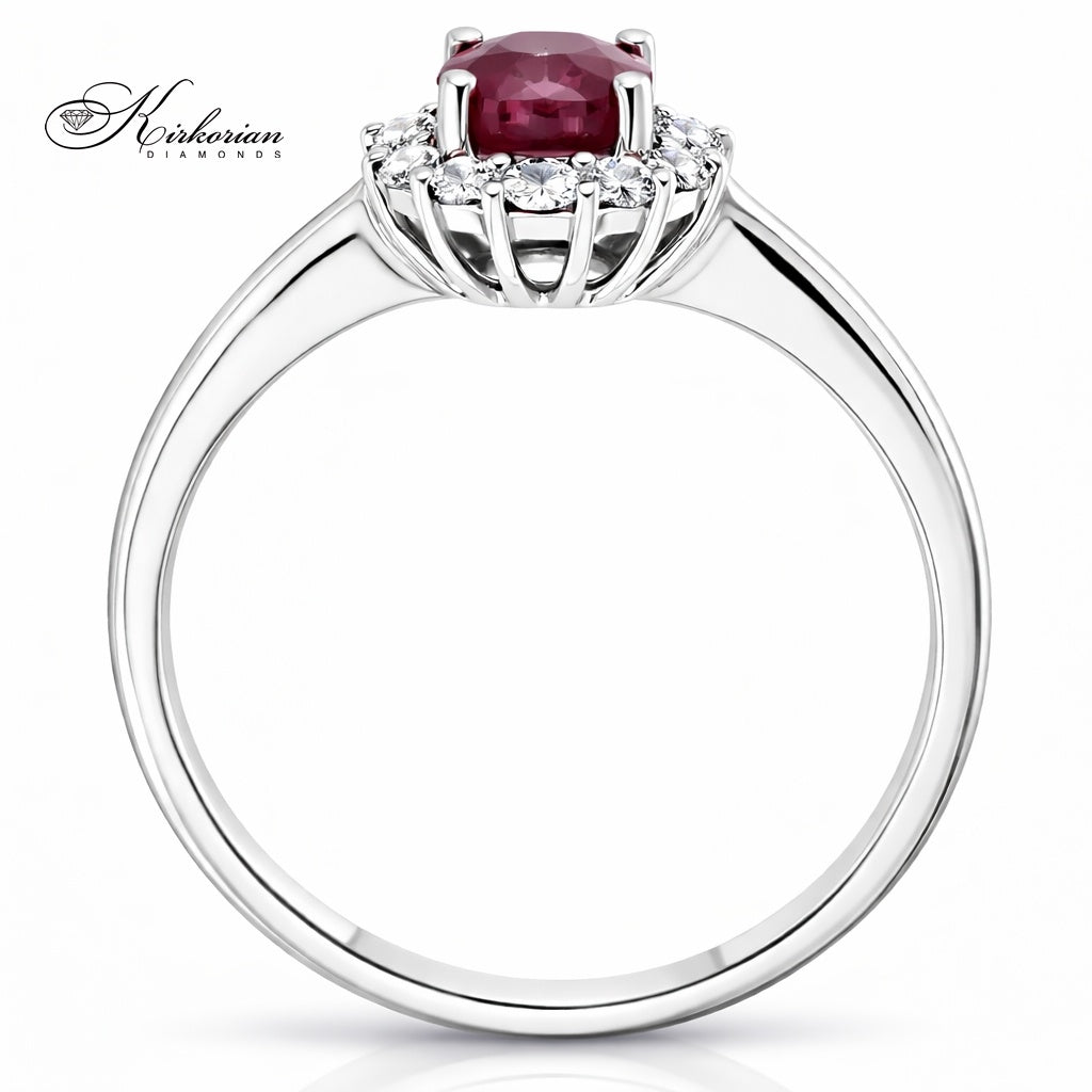 Пръстен с естествен рубин 0.93 ct и диаманти – бяло злато 14К | Кралски стил на достъпна цена