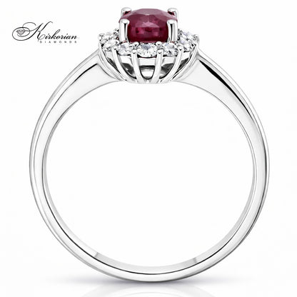 Пръстен с естествен рубин 0.93 ct и диаманти – бяло злато 14К | Кралски стил на достъпна цена