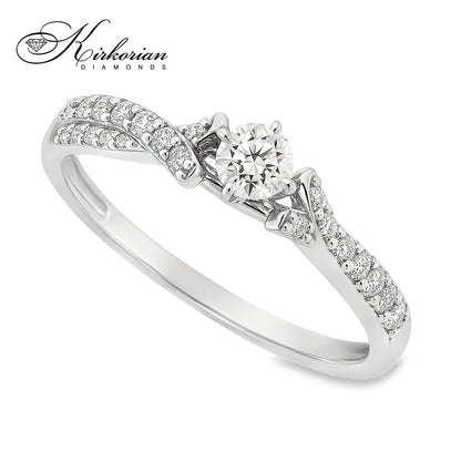 Годежен пръстен от бяло злато 14к с диаманти 0.34ct – код RN181