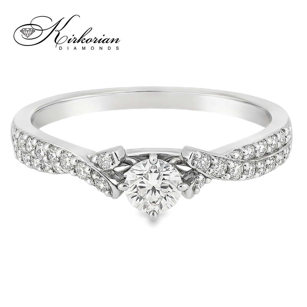 Годежен пръстен от бяло злато 14к с диаманти 0.34ct – код RN181