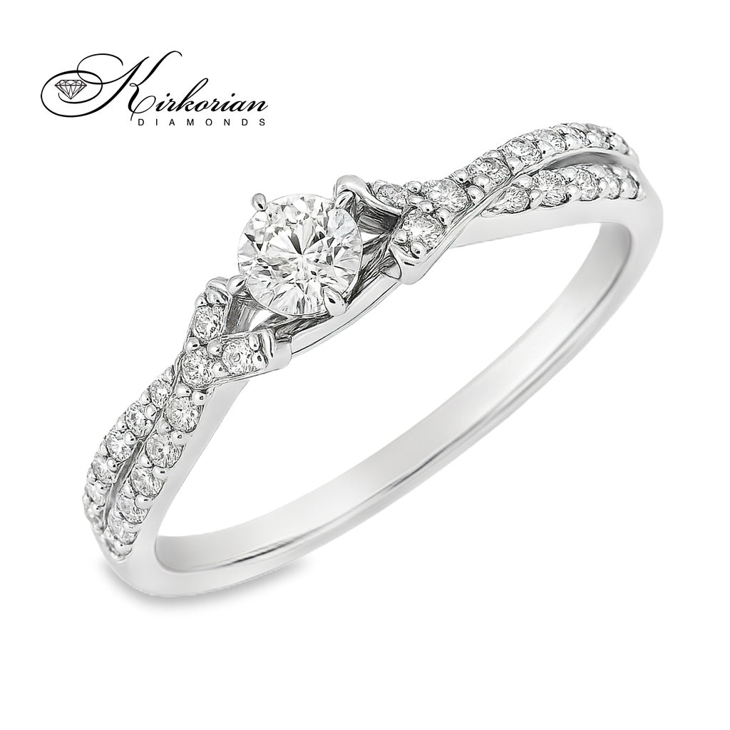 Годежен пръстен от бяло злато 14к с диаманти 0.34ct – код RN181