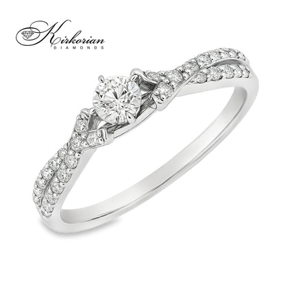 Годежен пръстен от бяло злато 14к с диаманти 0.34ct – код RN181