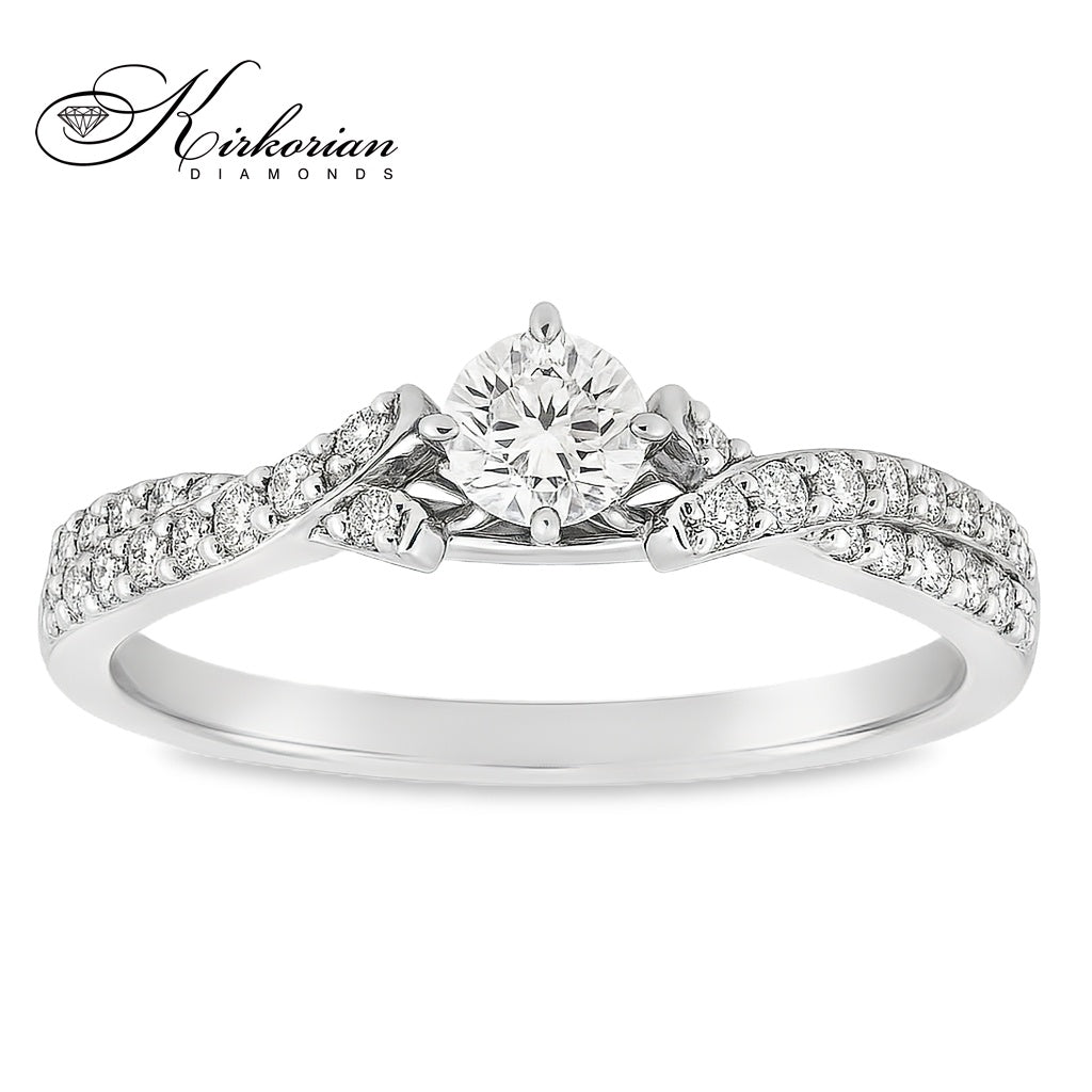 Годежен пръстен от бяло злато 14к с диаманти 0.34ct – код RN181