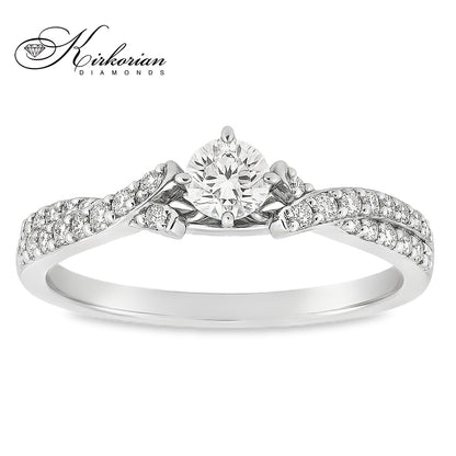 Годежен пръстен от бяло злато 14к с диаманти 0.34ct – код RN181