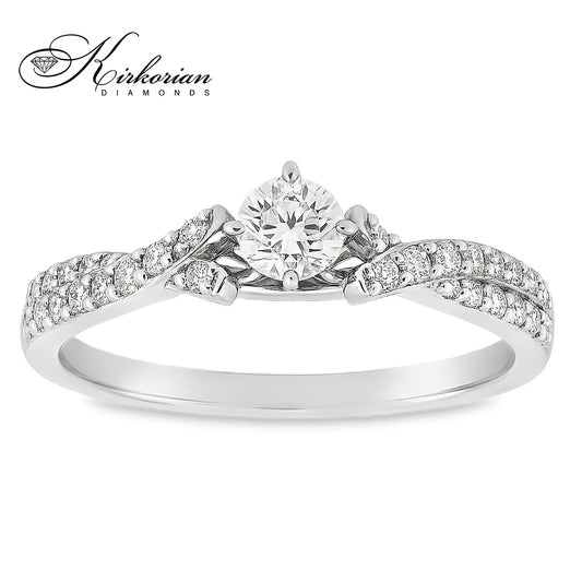 Годежен пръстен от бяло злато 14к с диаманти 0.34ct – код RN181