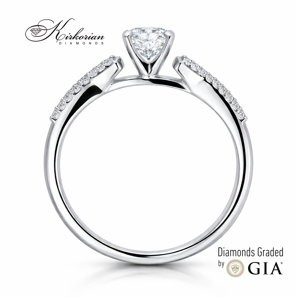 класически годежен пръстен солитер с диамант 0.44 ct GIA бяло злато 18k
