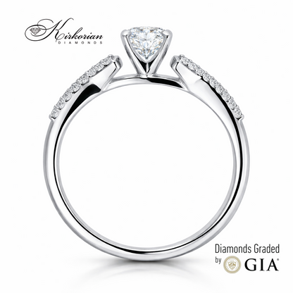 класически годежен пръстен солитер с диамант 0.44 ct GIA бяло злато 18k