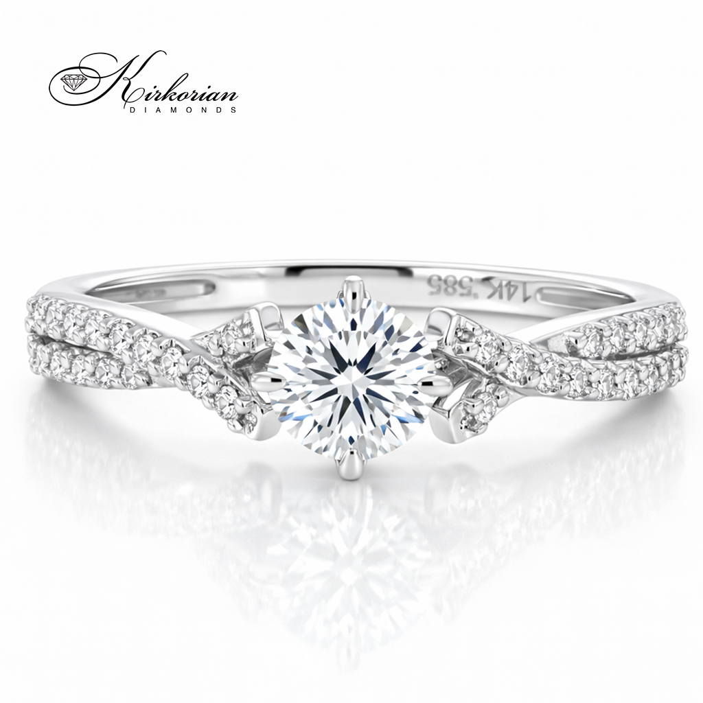 годежен пръстен с диаманти 0.34 ct бяло злато 14К RN181