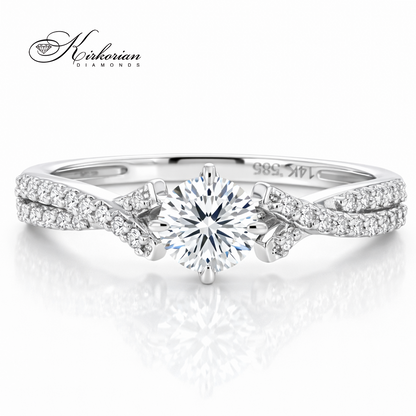 годежен пръстен с диаманти 0.34 ct бяло злато 14К RN181