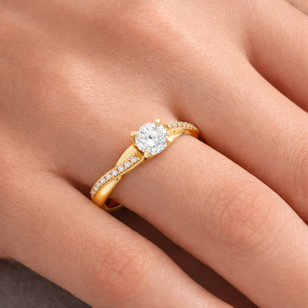 Годежен пръстен с диамант 0.36ct GIA жълто злато 18k – модел RN185A