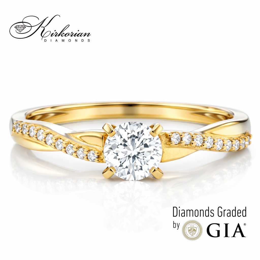 Годежен пръстен с диамант 0.36ct GIA жълто злато 18k – модел RN185A