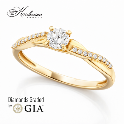Годежен пръстен с диамант 0.36ct GIA жълто злато 18k – модел RN185A