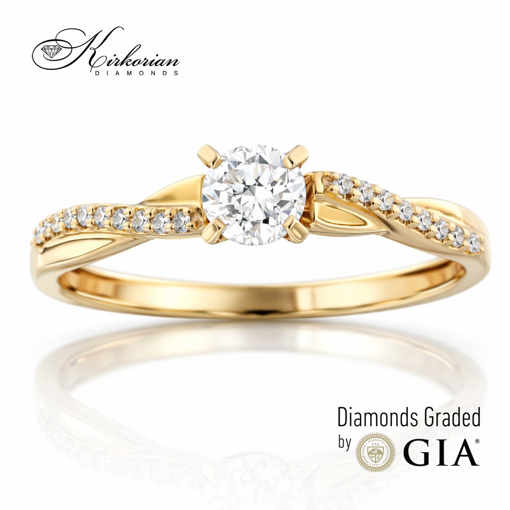 Годежен пръстен с диамант 0.36ct GIA жълто злато 18k – модел RN185A