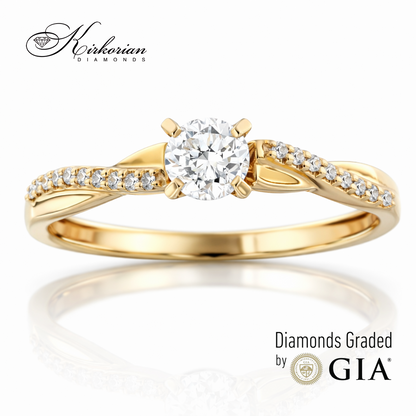 Годежен пръстен с диамант 0.36ct GIA жълто злато 18k – модел RN185A