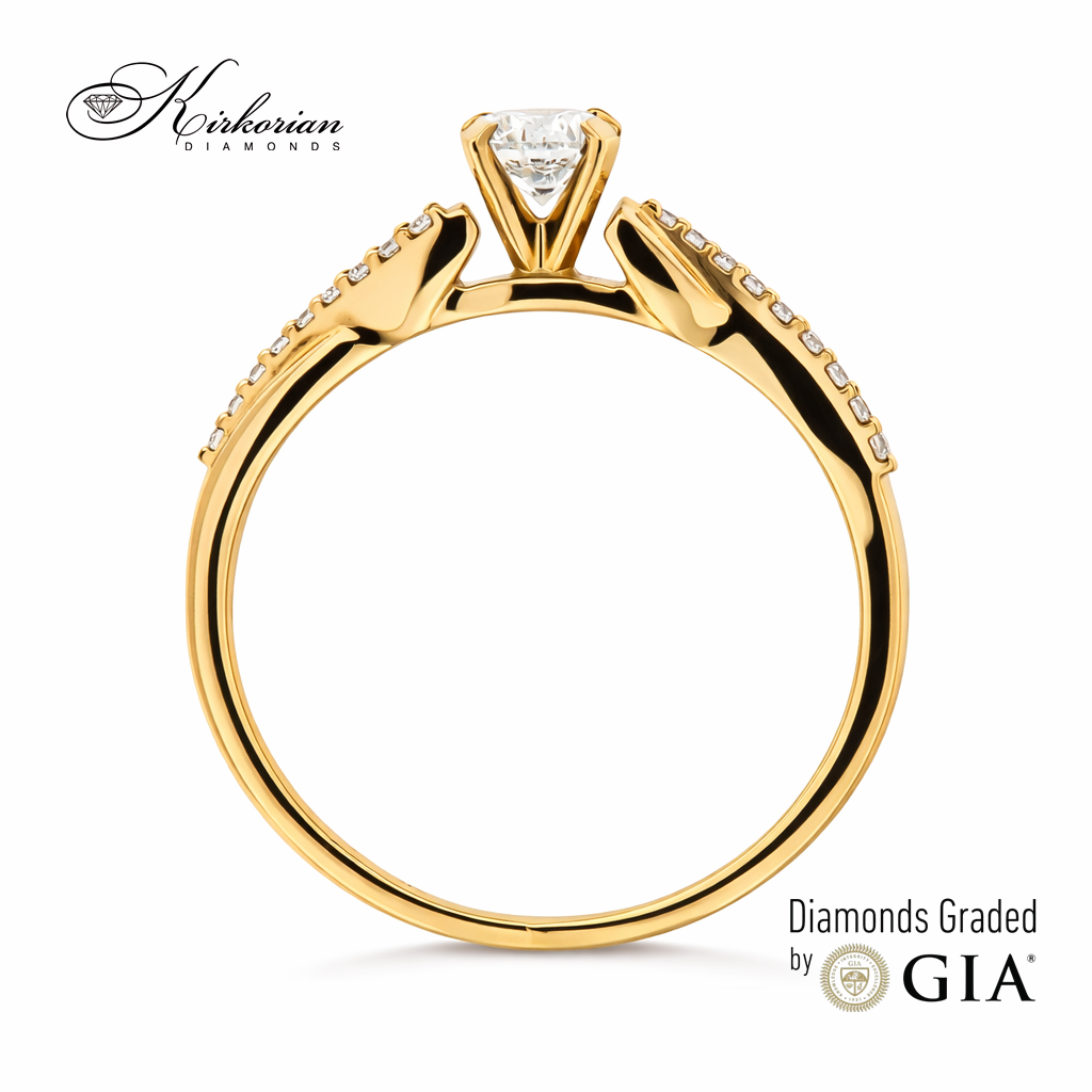Годежен пръстен с диамант 0.36ct GIA жълто злато 18k – модел RN185A