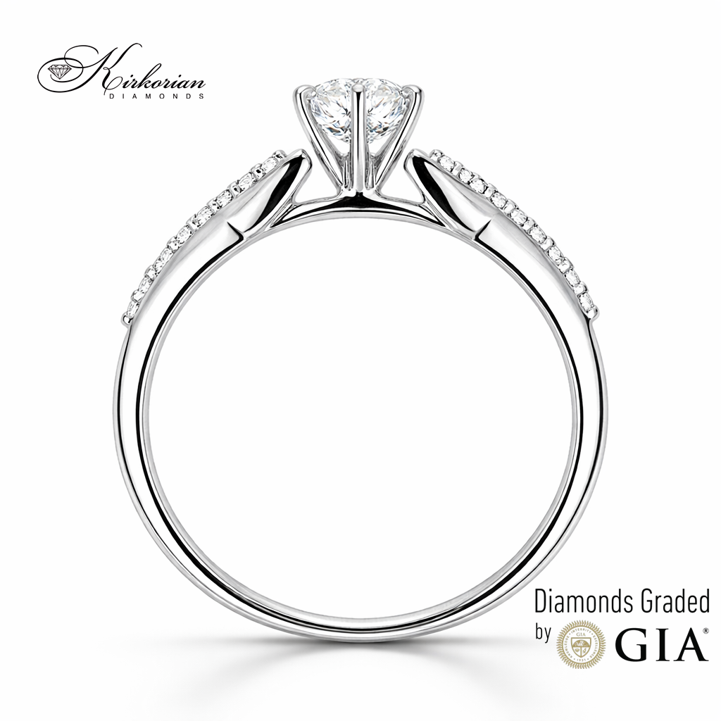 годежен пръстен бяло злато 18К с диамант 0.36 ct GIA сертификат модел RN185B Kirkorian Diamonds