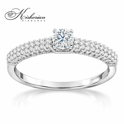 класически годежен пръстен с диамант 0.30 ct и бяла златна халка RN186