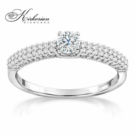 класически годежен пръстен с диамант 0.30 ct и бяла златна халка RN186