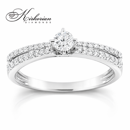 Годежен пръстен с диаманти 0.34 ct от бяло злато 14К – модел RN188