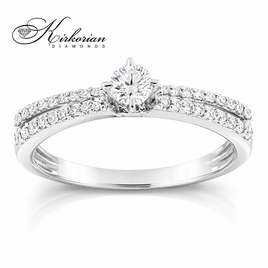 Годежен пръстен с диаманти 0.34 ct от бяло злато 14К – модел RN188