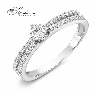 Годежен пръстен с диаманти 0.34 ct от бяло злато 14К – модел RN188