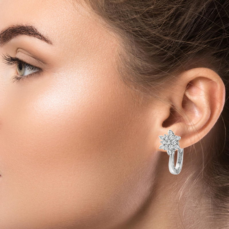 Обеци от бяло злато 14К с диаманти 0.41 ct и английско закопчаване Елегантен модел Код RN195