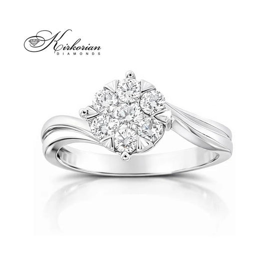 Годежен пръстен с диаманти 0.34 ct от бяло злато 14К – модел RN197