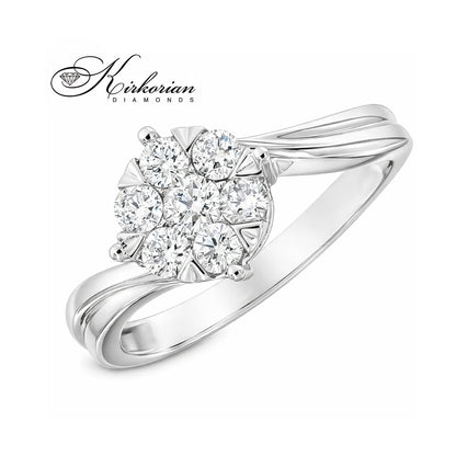 Годежен пръстен с диаманти 0.34 ct от бяло злато 14К – модел RN197