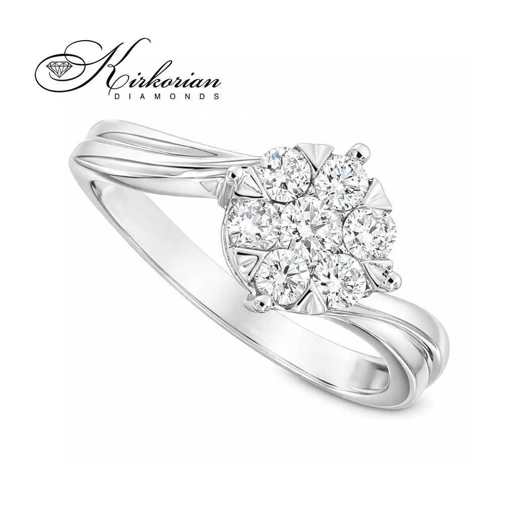 Годежен пръстен с диаманти 0.34 ct от бяло злато 14К – модел RN197