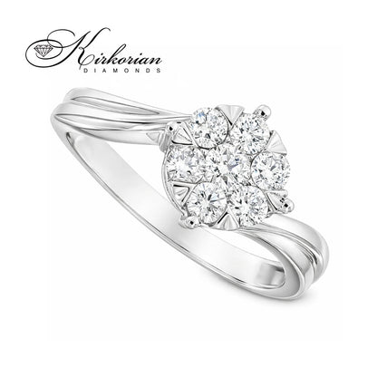 Годежен пръстен с диаманти 0.34 ct от бяло злато 14К – модел RN197