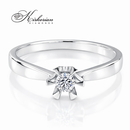 класически solitaire годежен пръстен с диамант 0.11 ct бяло злато 14K RN200