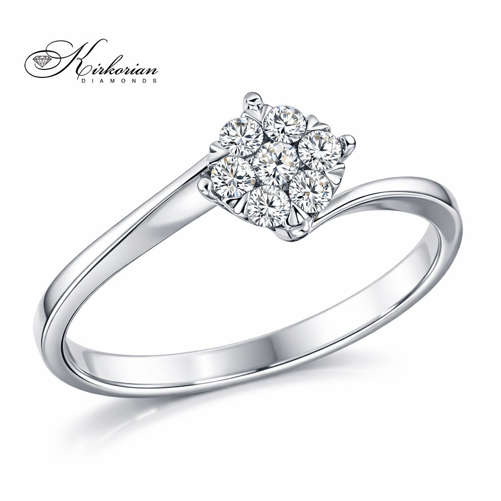Годежен пръстен от бяло злато 18К с диаманти 0.12 ct – Лукс на достъпна цена
