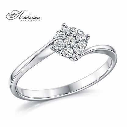 Годежен пръстен от бяло злато 18К с диаманти 0.12 ct – Лукс на достъпна цена