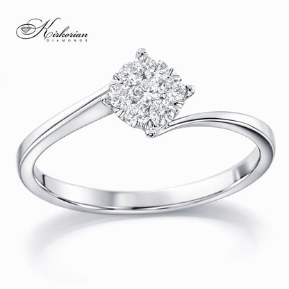 Годежен пръстен от бяло злато 18К с диаманти 0.12 ct – Лукс на достъпна цена
