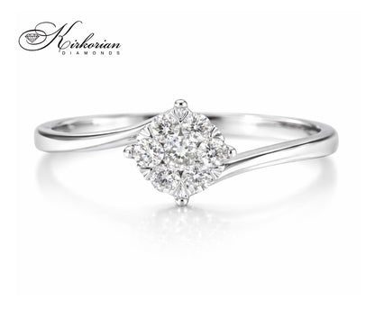 Годежен пръстен от бяло злато 18К с диаманти 0.12 ct – Лукс на достъпна цена