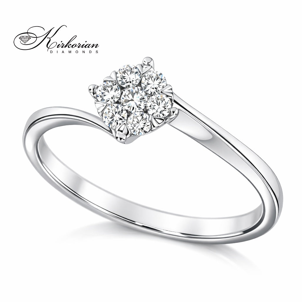 Годежен пръстен от бяло злато 18К с диаманти 0.12 ct – Лукс на достъпна цена