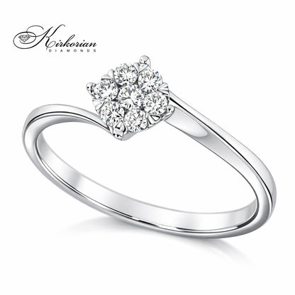 Годежен пръстен от бяло злато 18К с диаманти 0.12 ct – Лукс на достъпна цена