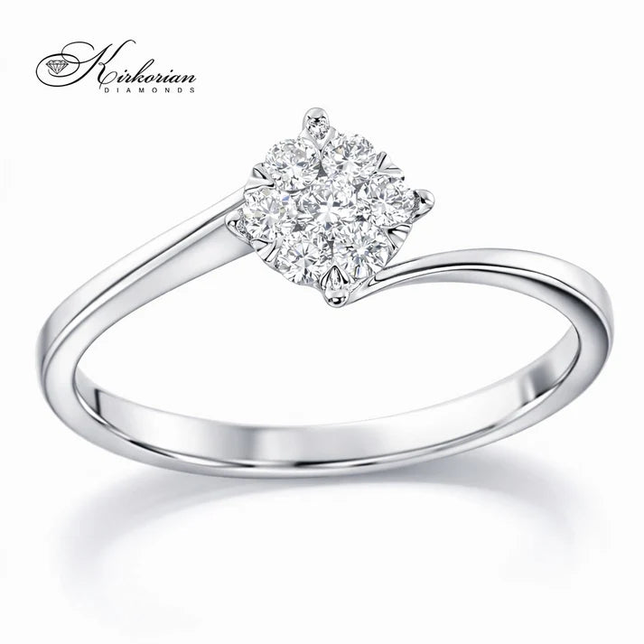 годежен пръстен с диаманти 0.18 ct бяло злато 14К