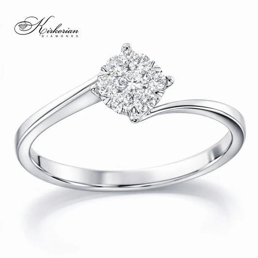 годежен пръстен с диаманти 0.18 ct бяло злато 14К