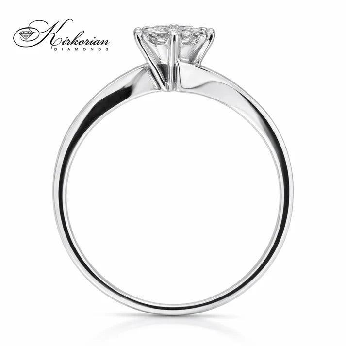 Годежен пръстен с диаманти 0.18 ct от бяло злато 14К – елегантен клъстер дизайн с естествени диаманти